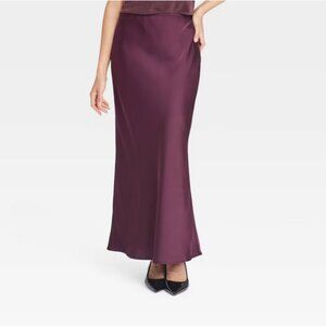 Women's Maxi Slip Skirt - A New Day™ Burgundy XXL